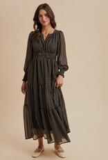 509 Broadway Notched Collar Maxi Dress