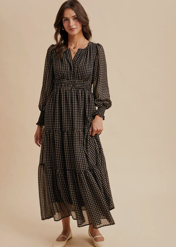 509 Broadway Notched Collar Maxi Dress