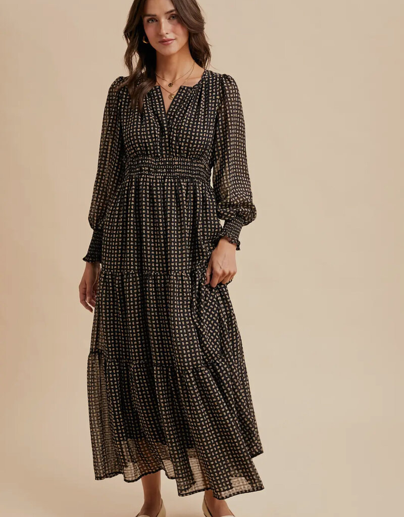 509 Broadway Notched Collar Maxi Dress