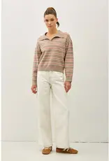 509 Broadway Striped Polo Collared Sweater
