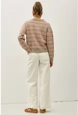 509 Broadway Striped Polo Collared Sweater