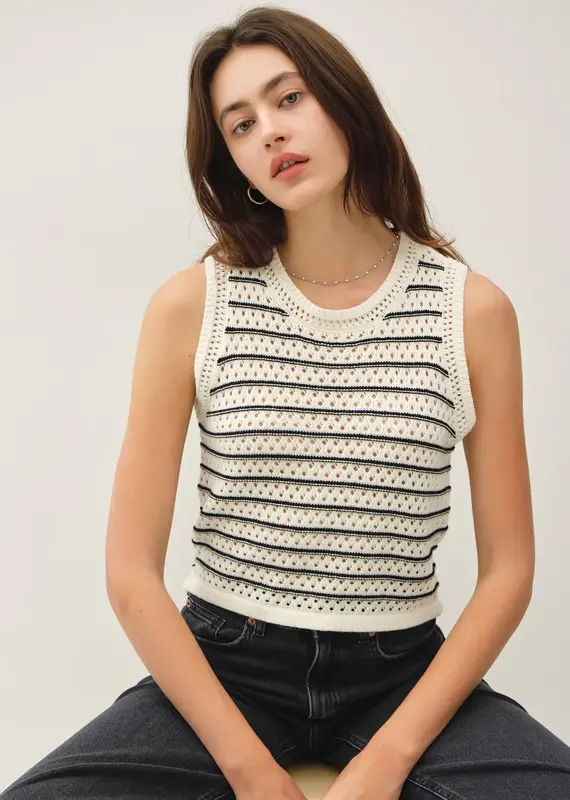 509 Broadway Chunky Knit Stripe Sweater Tank