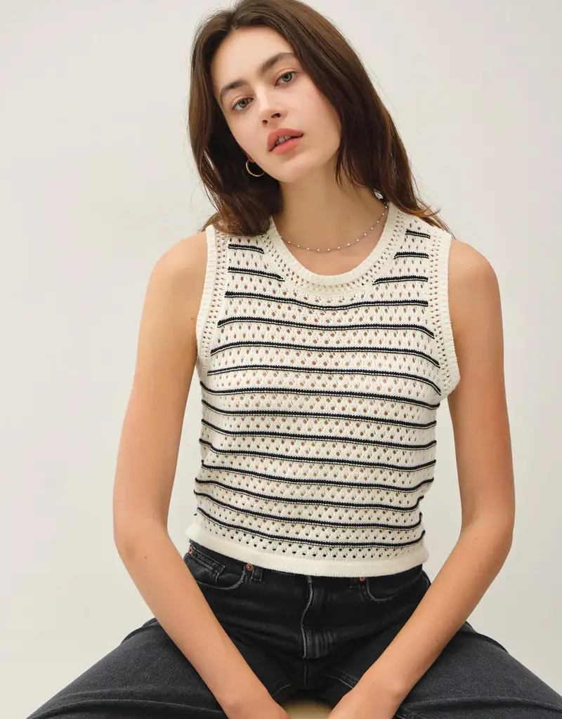 509 Broadway Chunky Knit Stripe Sweater Tank