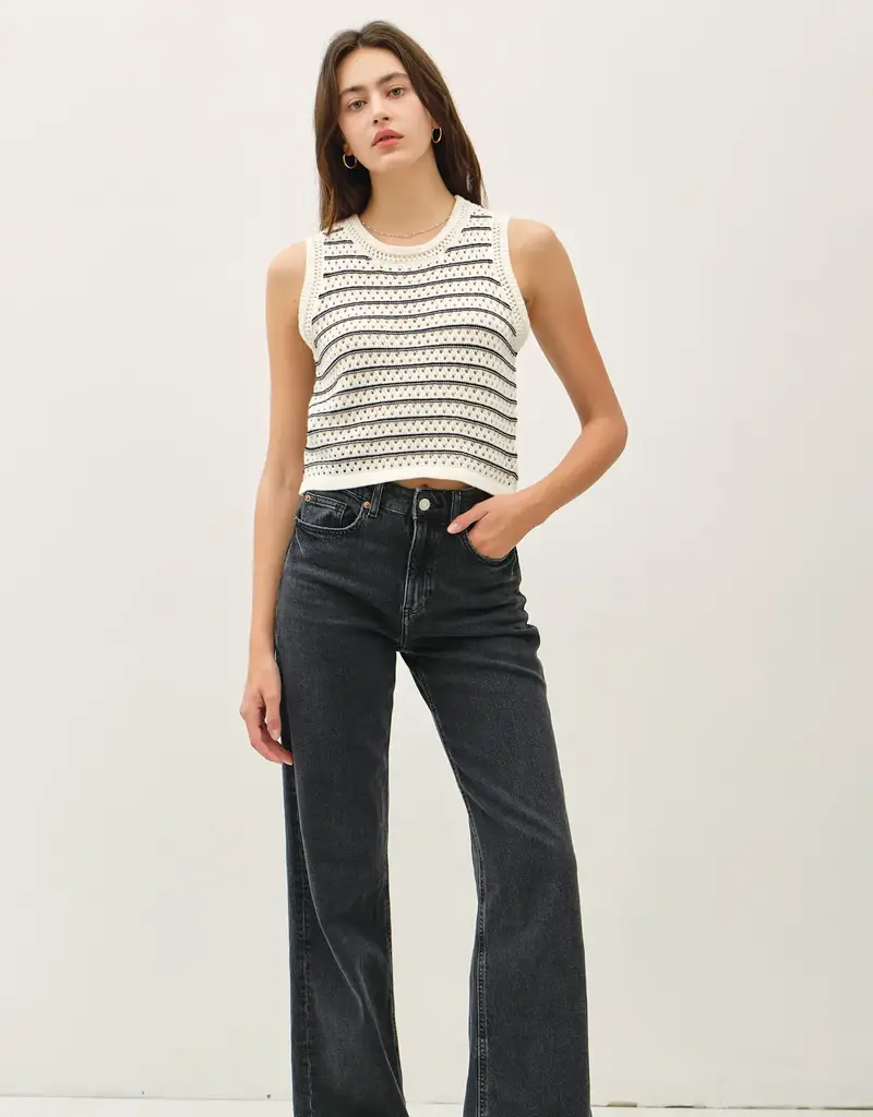 509 Broadway Chunky Knit Stripe Sweater Tank