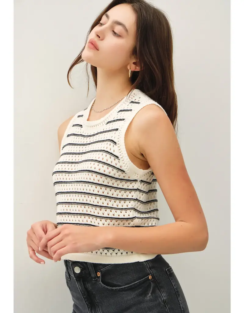 509 Broadway Chunky Knit Stripe Sweater Tank