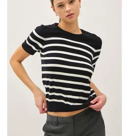 509 Broadway Classic Stripe S/S Sweater
