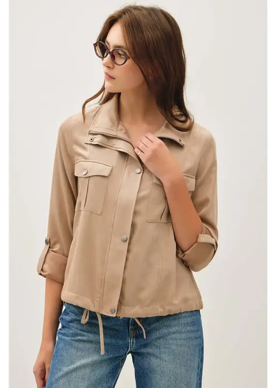 509 Broadway Utility Zipper Safari Jacket