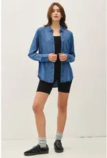 509 Broadway Denim Long Sleeve Tencel Button Up
