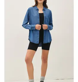 509 Broadway Denim Long Sleeve Tencel Button Up