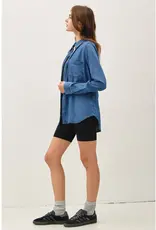 509 Broadway Denim Long Sleeve Tencel Button Up