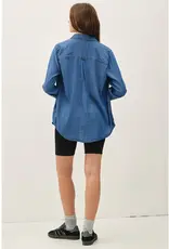 509 Broadway Denim Long Sleeve Tencel Button Up