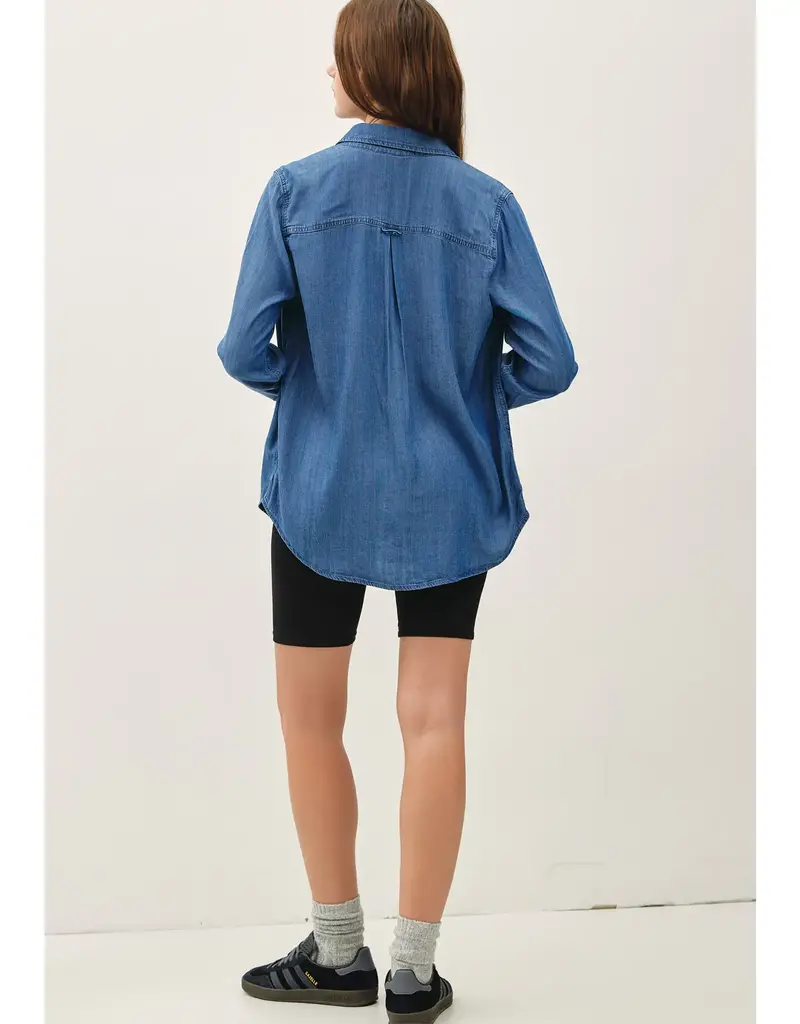 509 Broadway Denim Long Sleeve Tencel Button Up