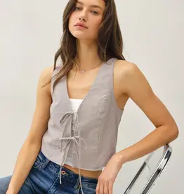 509 Broadway Pinstripe Cotton Vest Top