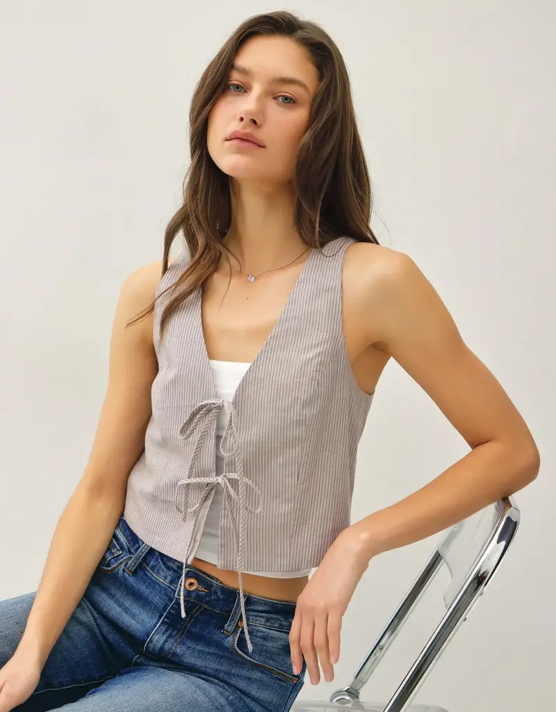 509 Broadway Pinstripe Cotton Vest Top