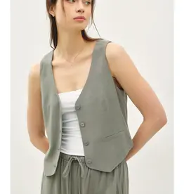 509 Broadway Classic Button Down Linen Vest