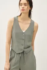 509 Broadway Classic Button Down Linen Vest