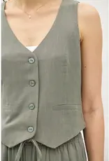 509 Broadway Classic Button Down Linen Vest