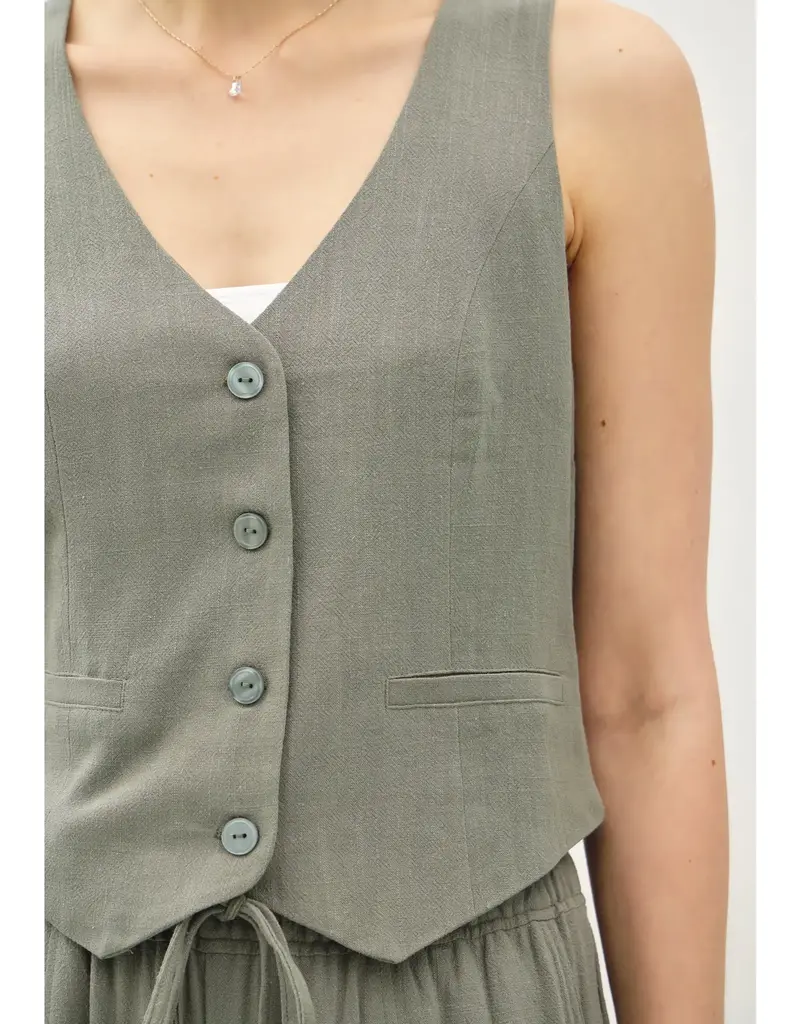 509 Broadway Classic Button Down Linen Vest