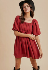 509 Broadway Cotton Box Pleat Mini Dress