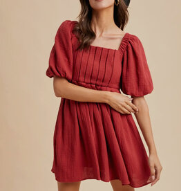 509 Broadway Cotton Box Pleat Mini Dress