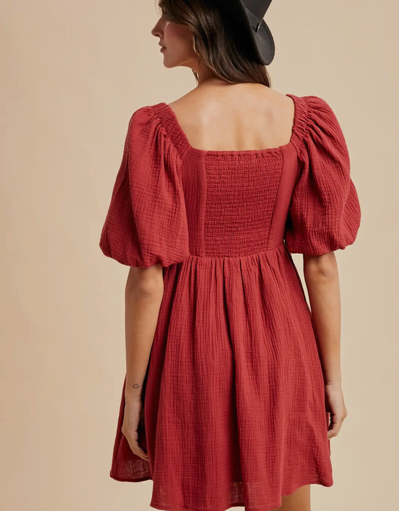 509 Broadway Cotton Box Pleat Mini Dress