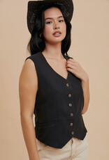 509 Broadway Cotton Linen Blend Vest