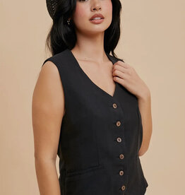 509 Broadway Cotton Linen Blend Vest