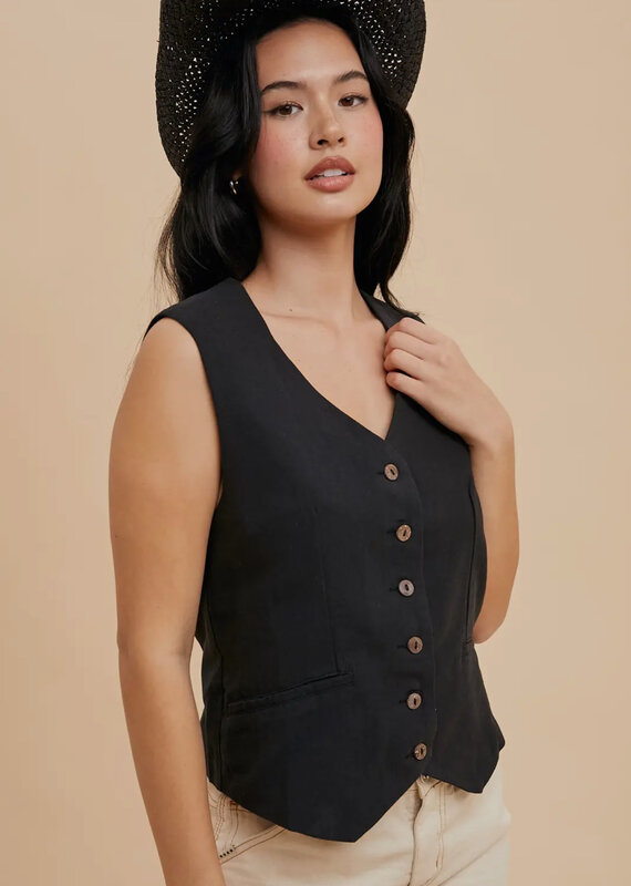509 Broadway Cotton Linen Blend Vest