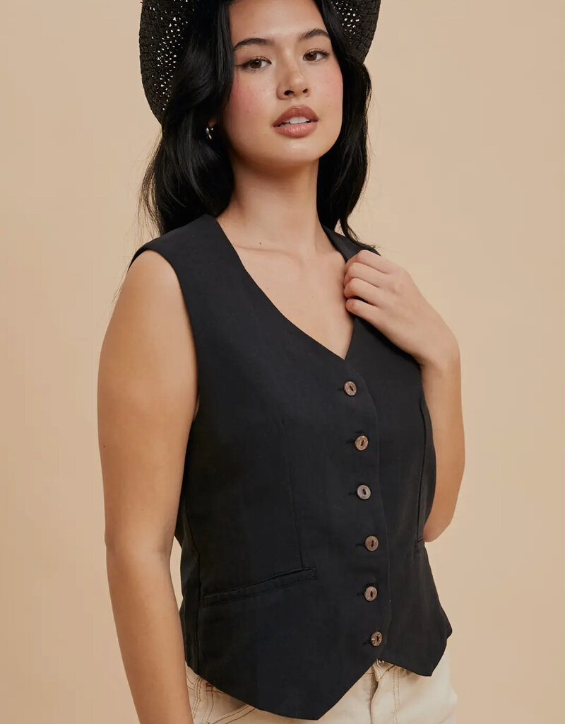 509 Broadway Cotton Linen Blend Vest