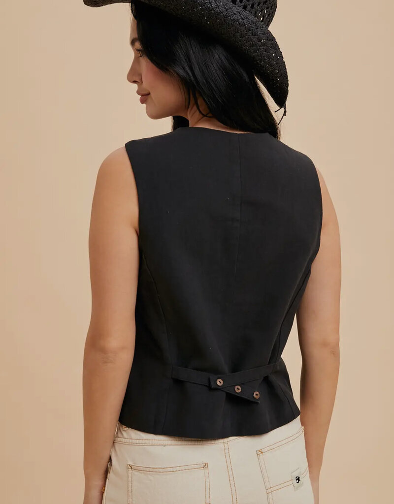 509 Broadway Cotton Linen Blend Vest