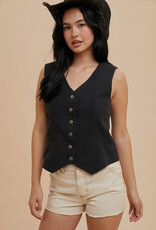 509 Broadway Cotton Linen Blend Vest