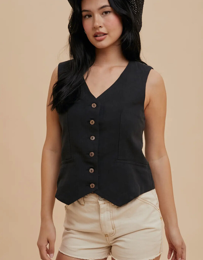 509 Broadway Cotton Linen Blend Vest