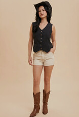 509 Broadway Cotton Linen Blend Vest