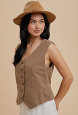 509 Broadway Cotton Linen Blend Vest