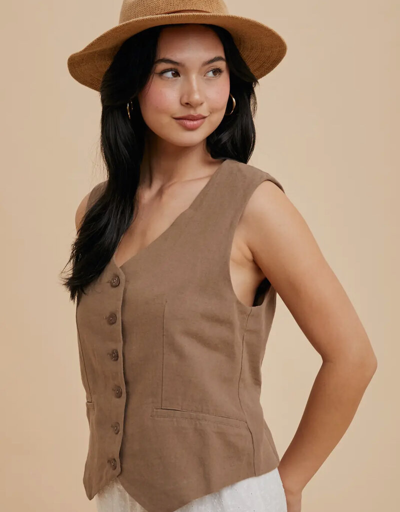 509 Broadway Cotton Linen Blend Vest