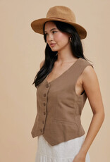 509 Broadway Cotton Linen Blend Vest