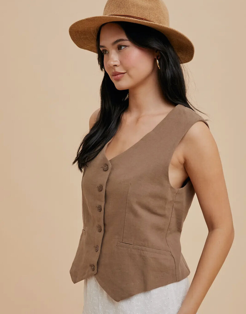 509 Broadway Cotton Linen Blend Vest