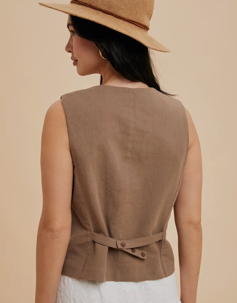509 Broadway Cotton Linen Blend Vest