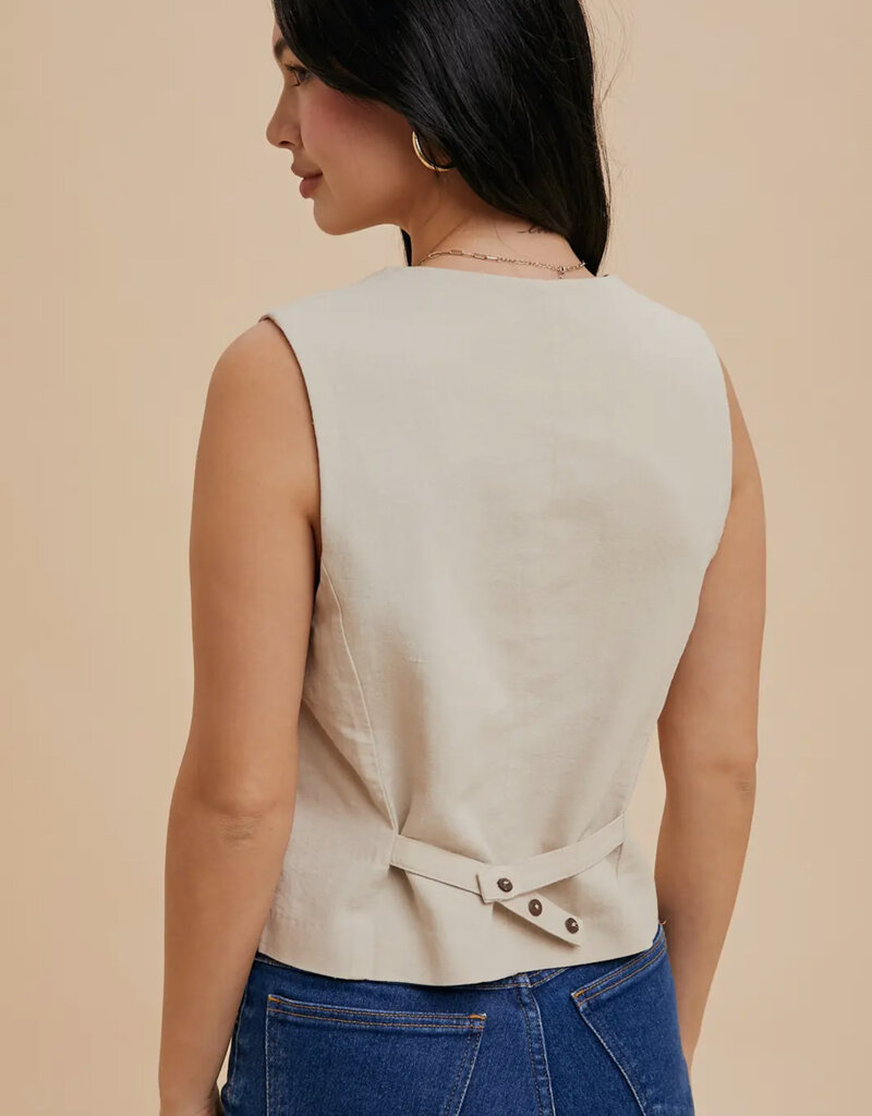 509 Broadway Cotton Linen Blend Vest