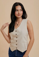 509 Broadway Cotton Linen Blend Vest