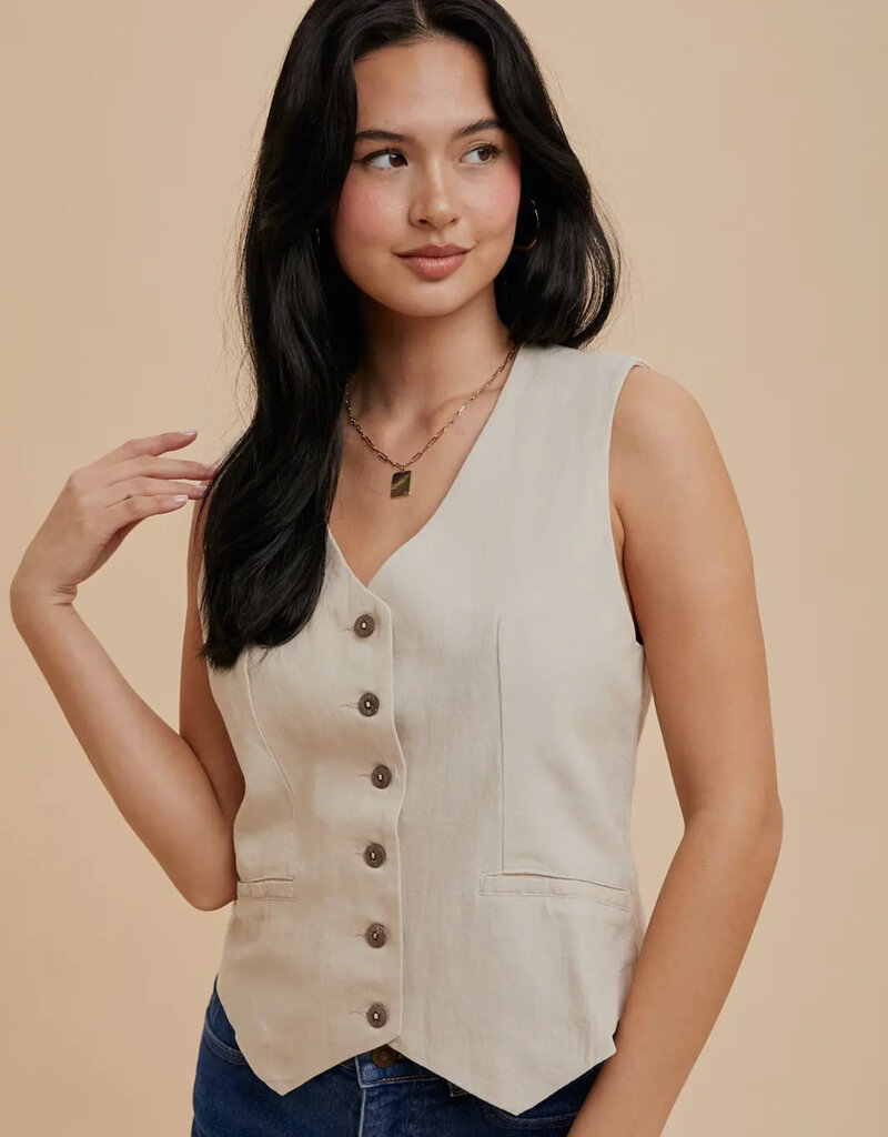 509 Broadway Cotton Linen Blend Vest