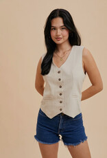 509 Broadway Cotton Linen Blend Vest