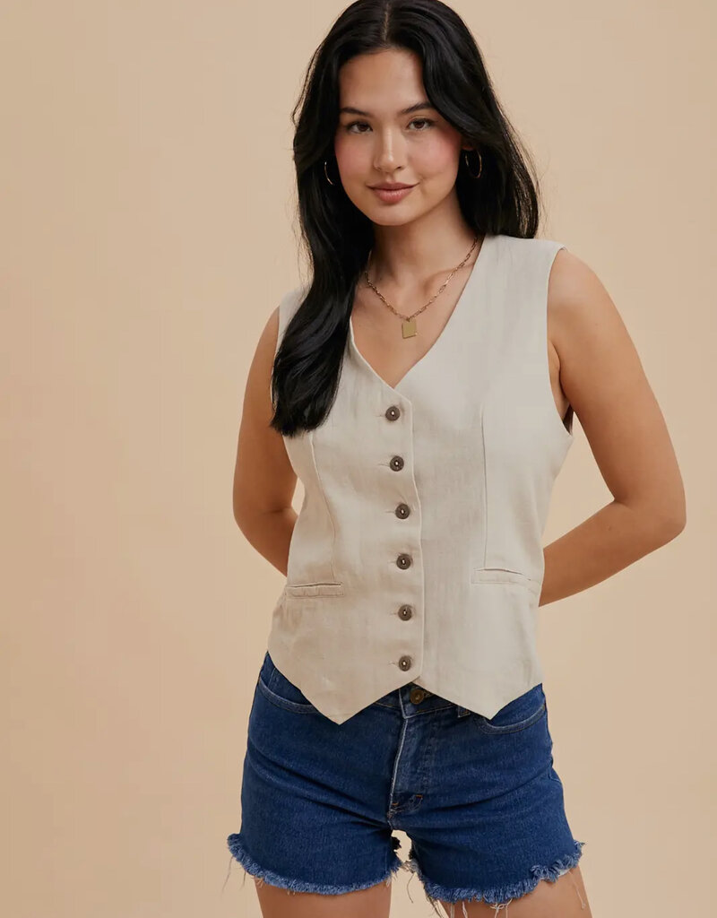 509 Broadway Cotton Linen Blend Vest