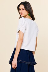 509 Broadway Knit Stripe Puff Sleeve Top