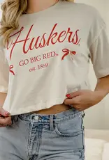 509 Broadway Nebraska Huskers Bow Off Crop Tee