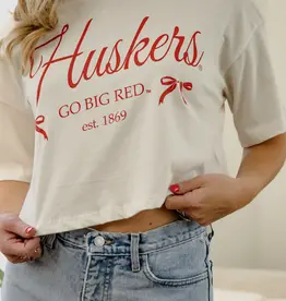 509 Broadway Nebraska Huskers Bow Off Crop Tee