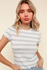 509 Broadway Textured Stripe S/S Top