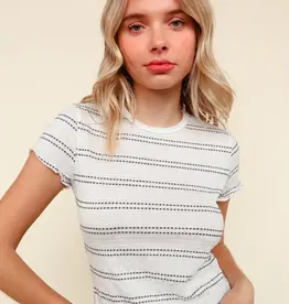 509 Broadway Textured Stripe S/S Top