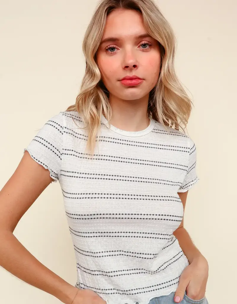 509 Broadway Textured Stripe S/S Top