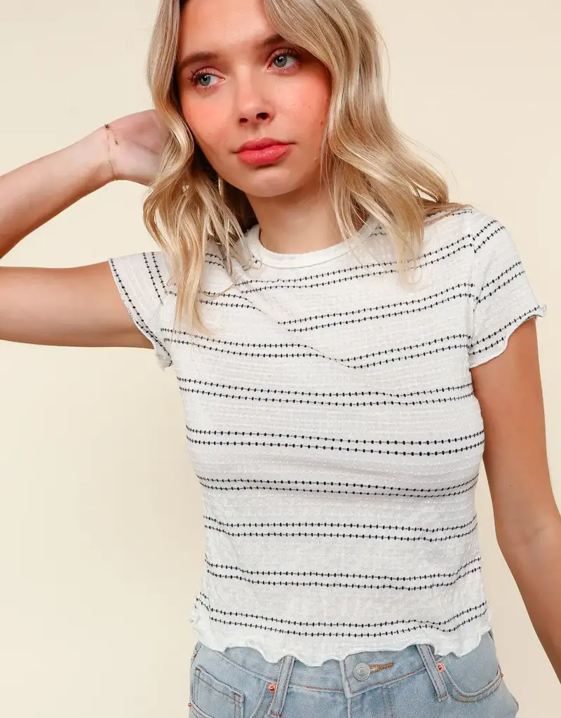 509 Broadway Textured Stripe S/S Top